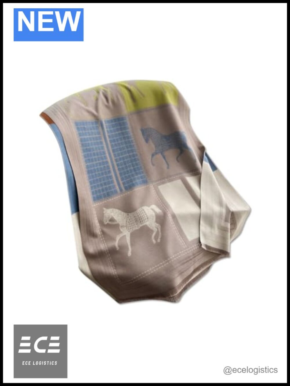 Reversible Plaid Horse Print Pashmina Wrap Tassel Scarf Shawl